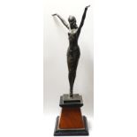 REPRO DECO EGYPTIAN LADY DANCER TO MARBLE COLUMN BASE 21'H