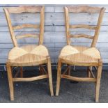 PAIR FRENCH RUSH SEATED CHAIRS