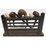 WOODEN PIPE RACK & PIPES