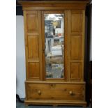 PINE MIRROR DOOR WARDROBE