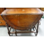 CARVED OAK GATE LEG TABLE