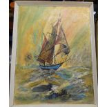 OIL PAINTING OF SAILING SHIPS 31'x19'