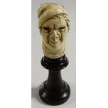 C19th IVORY SAILORS BUST TO TREEN STAND