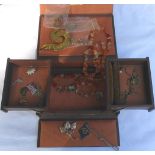 LEATHER JEWELLERY BOX & CONTENTS