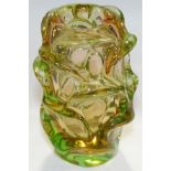 HEAVY ART GLASS MULTI FACETED VASE