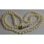 CULTURED PEARL NECKLACE, GOLD CLASP