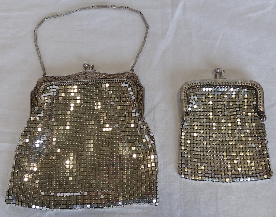 SILVERED CHAIN MAIL PURSE & BAG BY WHITING & DAVIS CO