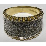 9CT GOLD DIAMOND WIDE BAND RING