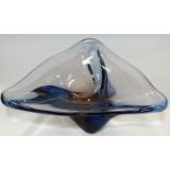 HEAVY ART GLASS TRIANGULAR BOWL