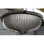 HOLOPHANE DECO OPAQUE GLASS/BRASS LIGHT FITTING