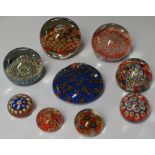 9 MILLIFIORI PAPER WEIGHTS