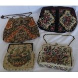 4 TAPESTRY EFFECT TEXTILE BAGS (2 FRENCH)