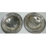 PR OF SILVER PIERCED RIM SMALL DISHES