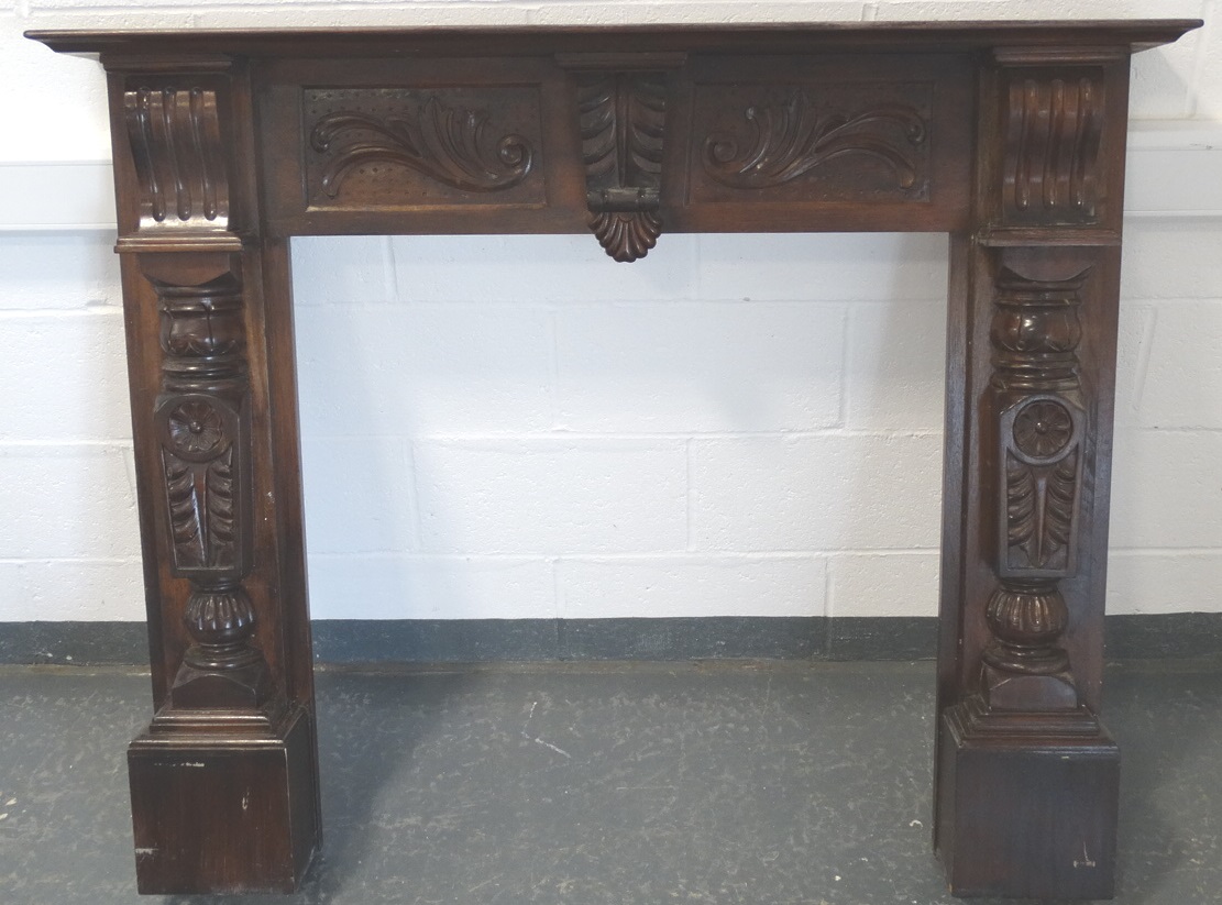 OAK CARVED FIREPLACE SURROUND