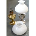 1 BRASS & 1 CHROME OIL LAMPS