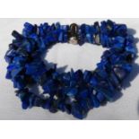 BLUE STONE CHIP TRIPLE BRACELET WITH 9.25 CLASP