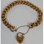 9CT GOLD PADLOCK CLASP BRACELET 17G