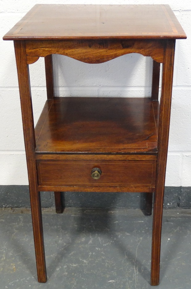 INLAID MAHOGANY BEDSIDE TABLE