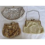 2 BEADED EVENING BAGS + SEQUINED BEADED BAG