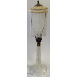 DECO CUT GLASS TABLE LAMP WITH BEADED SHADE