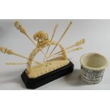 HOLLOWAYS GOUT OINTMENT POT & ELEPHANT BRIDGE COCKTAIL STICK SET