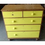 PAINTED PINE CHEST OF 5 DRAWERS