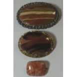 3 VICTORIAN STONE SET BROOCHES