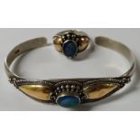 SILVER OPAL SET BANGLE & RING