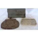 SEQUIN CLAD CLUTCH BAG, FRENCH BEADED SILK BAG, PEARL & BEADED CLUTCH BAG