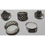 5 STERLING SILVER RINGS