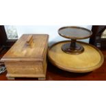 2 TREEN COMPORTS & TABLE BOX