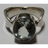 STERLING SILVER PALE BLUE TOPAZ RING