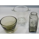 DARTINGTON DAISY VASE, ART GLASS BOWL & ICE BUCKET