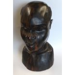 AFRICAN HARDWOOD CARVED BUST 15'H