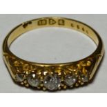 18CT GOLD 5 STONE RING