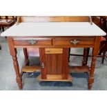 SATIN WOOD MARBLE TOP WASHSTAND