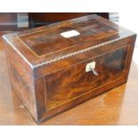 VICTORIAN FLAME MAHOGANY TEA CADDY WITH MIXING BOWL & FITTED INTERIOR