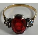 9CT GOLD & SILVER STONE SET RING