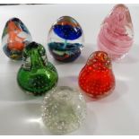 6 GLASS PAPERWEIGHTS