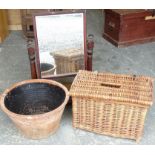 PICNIC BASKET, SALTER & SWING MIRROR