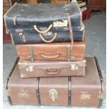 TRAVEL TRUNK & 3 SUITCASES