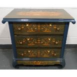 REPRO GREEN LACQUER 3 DRAWER CHEST