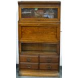 OAK 'GUNN' OF USA SECTIONAL BOOKCASE BUREAU