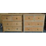 PR PINE WICKER COVERED CHESTS OF DRAWERS