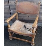 OAK & LEATHER CHAIR FOR REPAIR