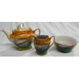 SOUVENIR CHINA 3 PIECE TEA SERVICE BRIGHTON BEACH AT HOLIDAY TIME