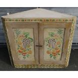 PAINTED PINE CORNER WALL CUPBOARD