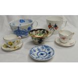 1914 ANGLO EXPOSITION CUP, 2 MINIATURE CUPS & SAUCERS, 2 CABINET CUPS & COPENHAGEN PIN DISH