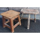 2 WOODEN STOOLS