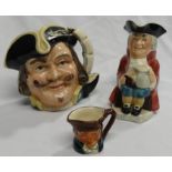 ROYAL DOULTON MINIATURE CHARACTER JUG, CPT HENRY MORGAN CHARACTER JUG & 1 SYLVAC ONE